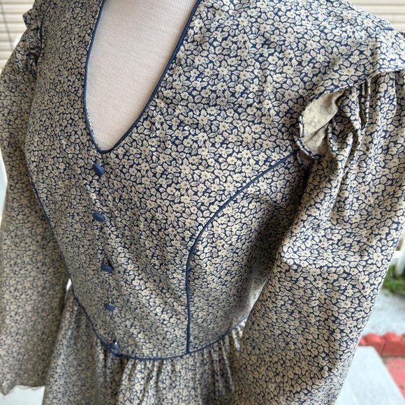 Candi Jones vintage navy floral cottage core prairie dress - Picture 2 of 4